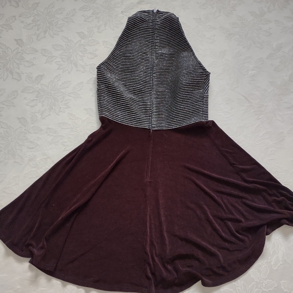 Tadashi vintage halter high neck lurex top flare skirt cocktail dress - Picture 9 of 11